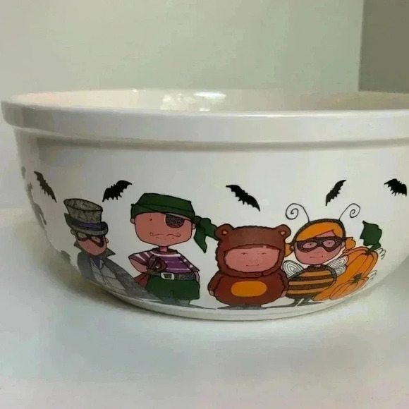 Goblins by Ursula Dodge stoneware trick or treat candy  bowl - Picture 4 of 11